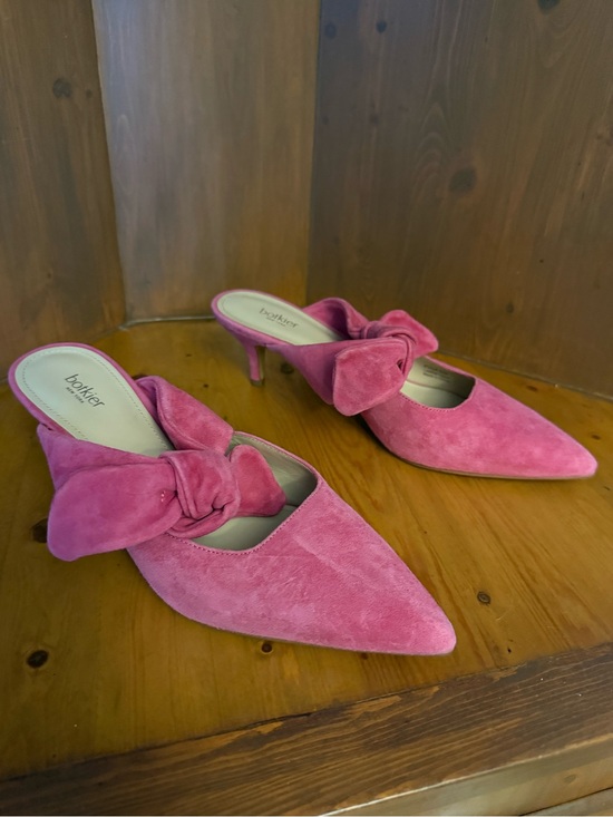 Botkier Shoes - Botkier New York "Pina" Bow-Accented Suede Kitten Heel Mules 8